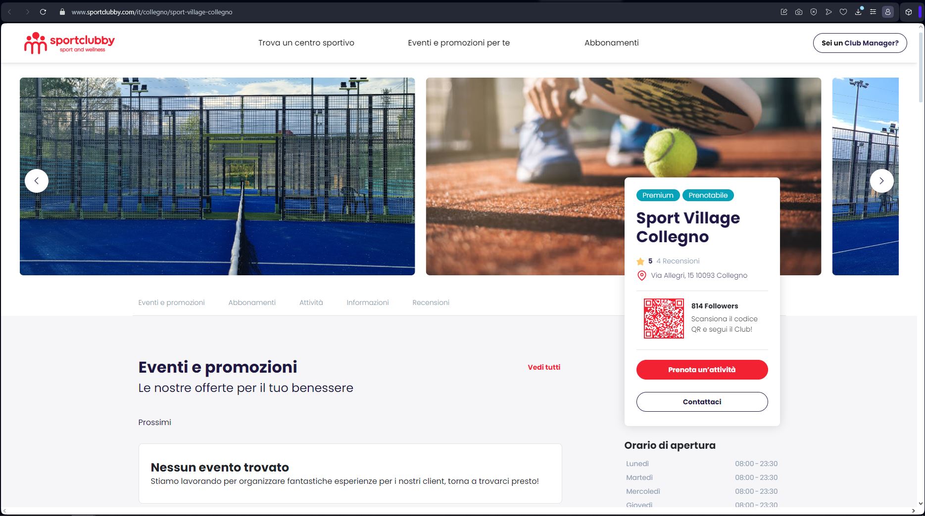 Sport Clubby per Padel allo Sport Village Collegno